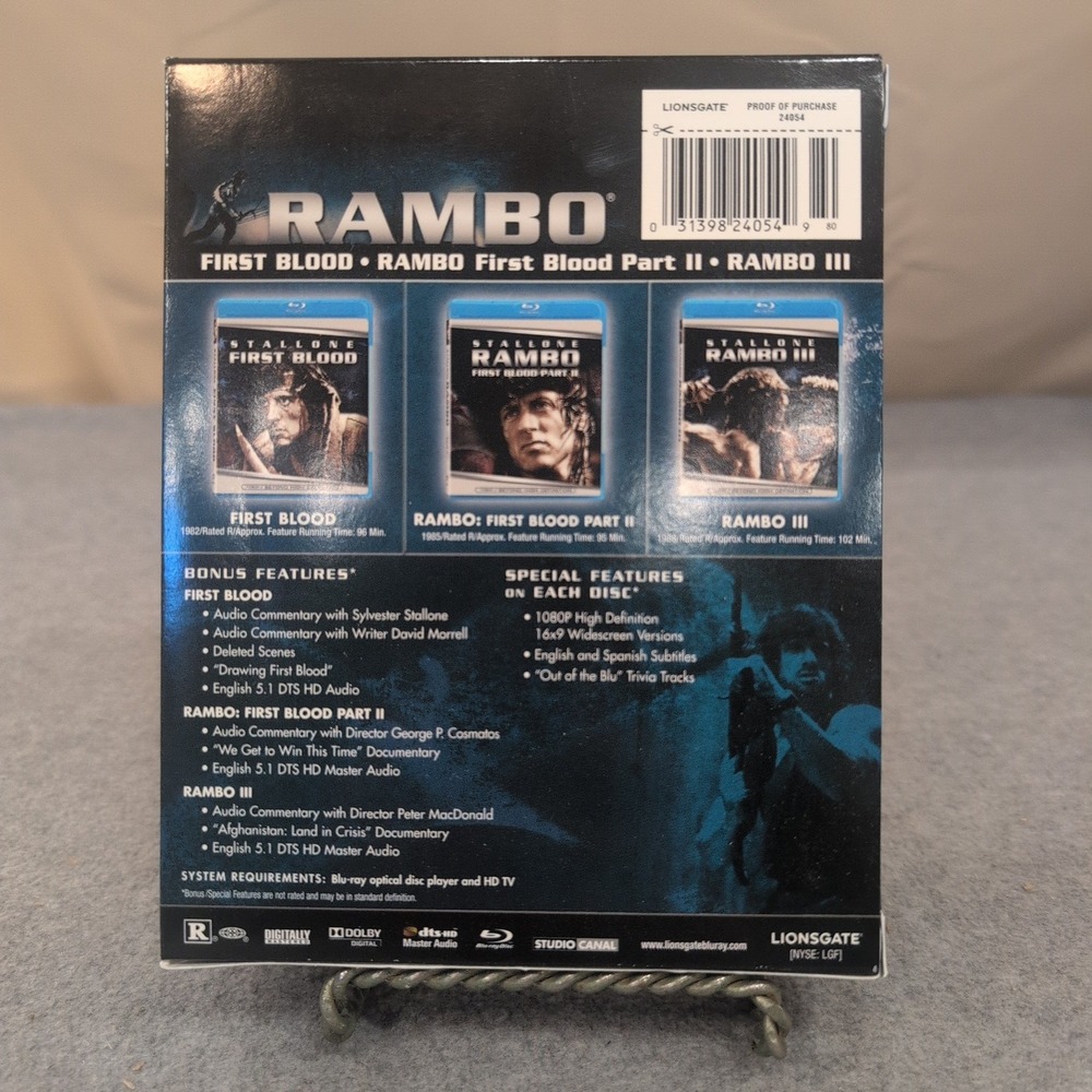 Rambo First Blood Part II III 3-Film Blu-ray Collection Sylvester Stallone Set - Picture 1 of 3
